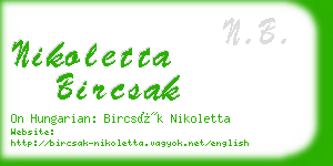 nikoletta bircsak business card